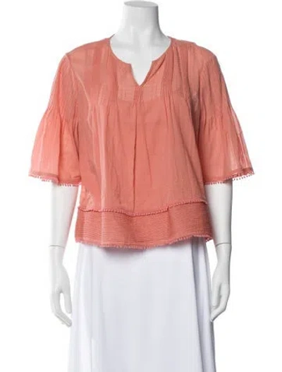 Pre-owned Burberry V-neck Short Sleeve Blouse In Pink