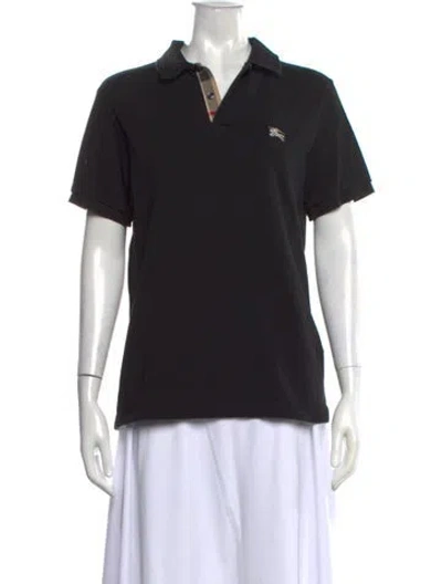 Pre-owned Burberry V-neck Short Sleeve Polo In Black