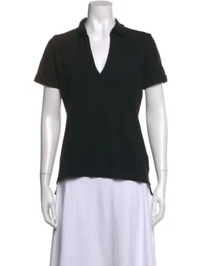 Pre-owned Burberry V-neck Short Sleeve Polo In Black