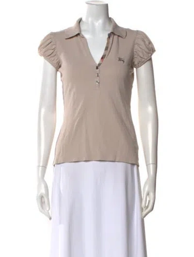 Pre-owned Burberry V-neck Short Sleeve Polo In Neutral