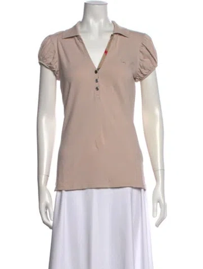 Pre-owned Burberry V-neck Short Sleeve Polo In Neutrals
