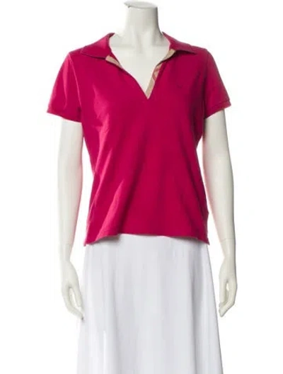Pre-owned Burberry V-neck Short Sleeve Polo In Pink