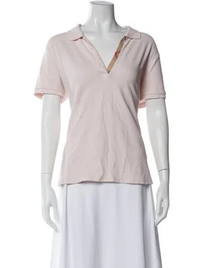 Pre-owned Burberry V-neck Short Sleeve Polo In Pink
