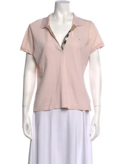 Pre-owned Burberry V-neck Short Sleeve Polo In Pink