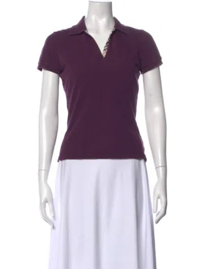 Pre-owned Burberry V-neck Short Sleeve Polo In Purple