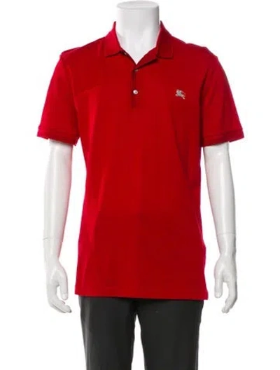Pre-owned Burberry V-neck Short Sleeve Polo Shirt In Red