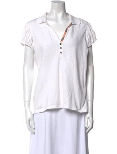Pre-owned Burberry V-neck Short Sleeve Polo In White