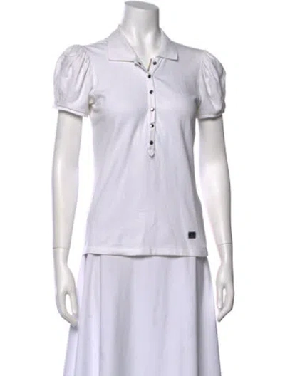 Pre-owned Burberry V-neck Short Sleeve Polo In White