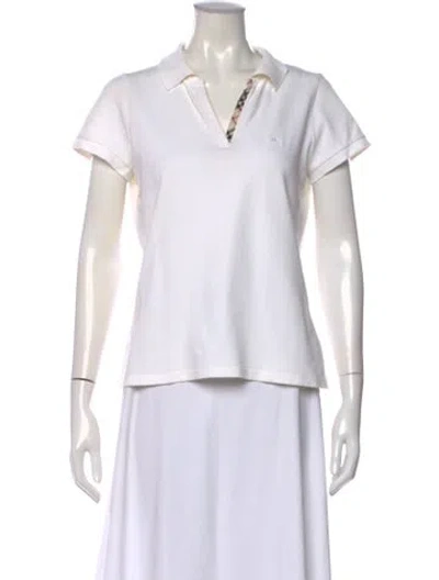 Pre-owned Burberry V-neck Short Sleeve Polo In White