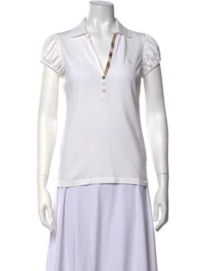 Pre-owned Burberry V-neck Short Sleeve Polo In White