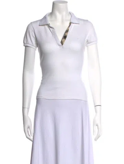 Pre-owned Burberry V-neck Short Sleeve Polo In White
