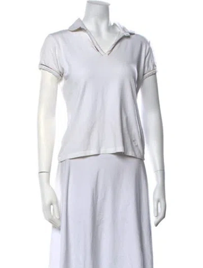 Pre-owned Burberry V-neck Short Sleeve Polo In White