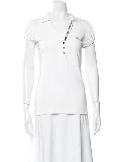 Pre-owned Burberry V-neck Short Sleeve Polo In White