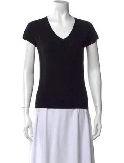 Pre-owned Burberry V-neck Short Sleeve T-shirt In Black