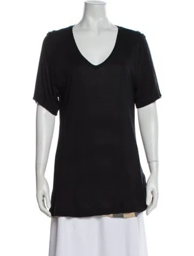 Pre-owned Burberry V-neck Short Sleeve T-shirt In Gray