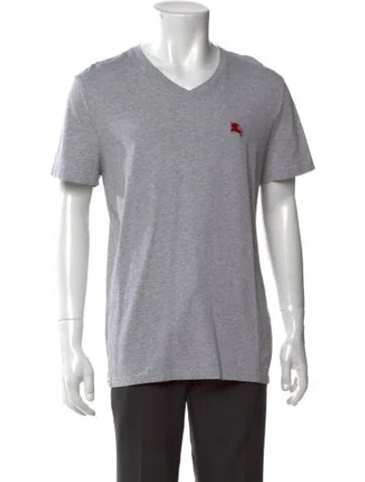 Pre-owned Burberry V-neck Short Sleeve T-shirt In Gray