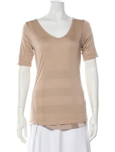 Pre-owned Burberry V-neck Short Sleeve T-shirt In Neutral