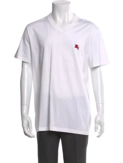Pre-owned Burberry V-neck Short Sleeve T-shirt In White