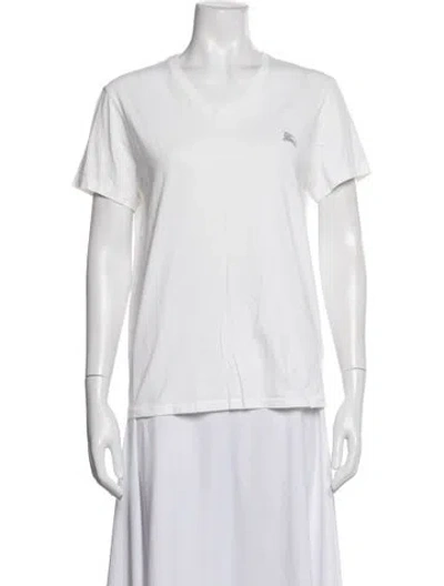 Pre-owned Burberry V-neck Short Sleeve T-shirt In White