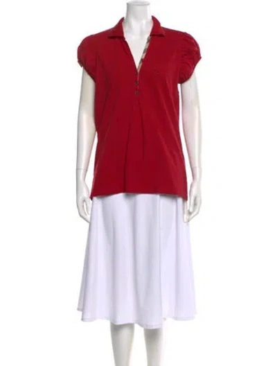 Pre-owned Burberry V-neck Short Sleeve Tunic In Red