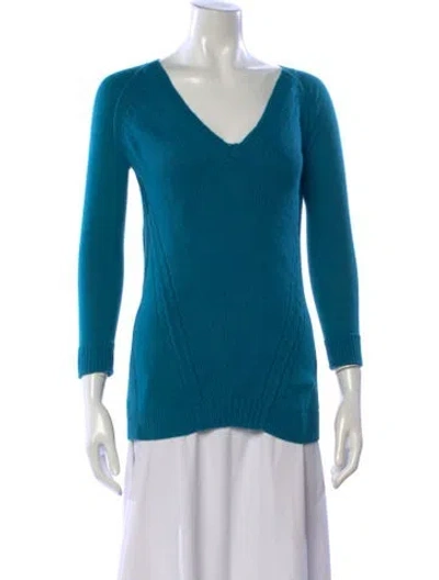 Pre-owned Burberry V-neck Sweater In Blue
