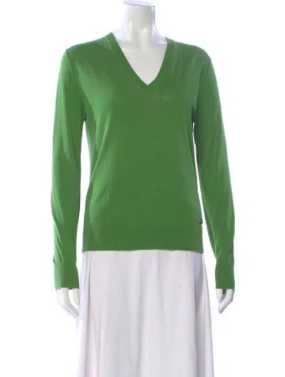 Pre-owned Burberry V-neck Sweater In Green