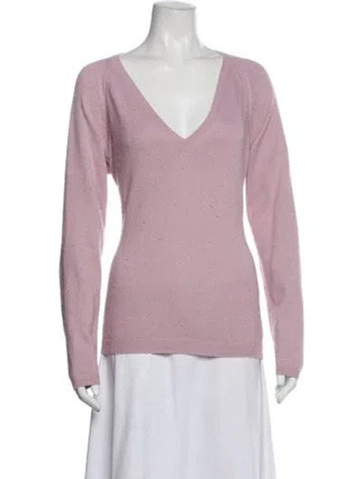 Pre-owned Burberry V-neck Sweater In Pink