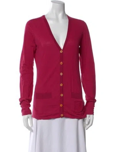 Pre-owned Burberry V-neck Sweater In Pink