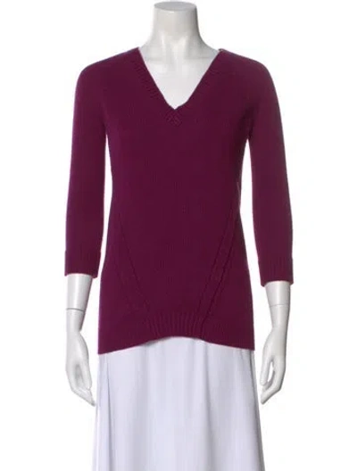 Pre-owned Burberry V-neck Sweater In Purple