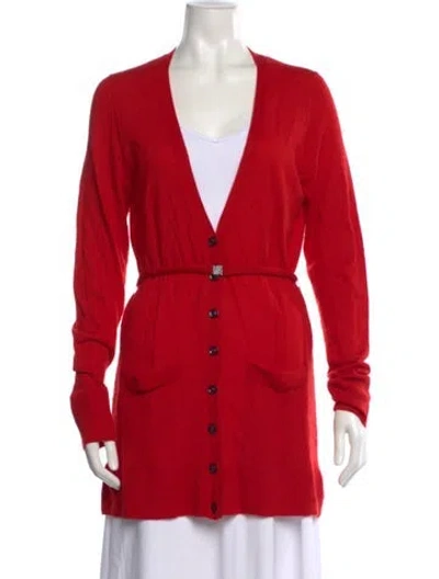 Pre-owned Burberry V-neck Sweater In Red