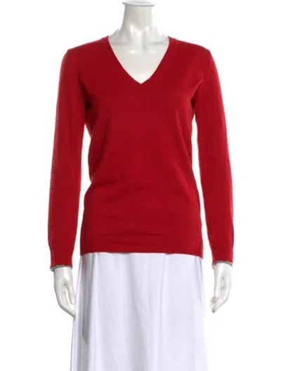 Pre-owned Burberry V-neck Sweater In Red