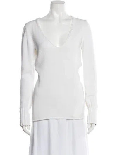 Pre-owned Burberry V-neck Sweater In White