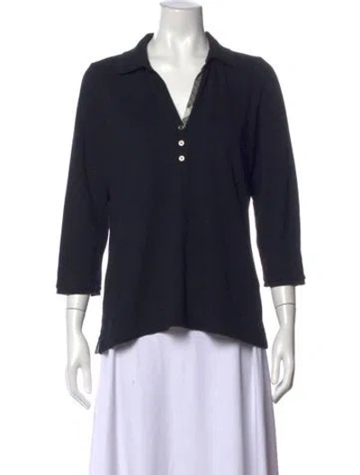 Pre-owned Burberry V-neck Three-quarter Sleeve Polo In Multi