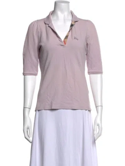 Pre-owned Burberry V-neck Three-quarter Sleeve Polo In Purple