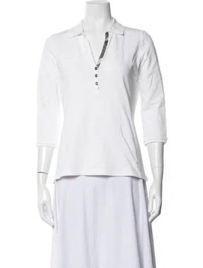 Pre-owned Burberry V-neck Three-quarter Sleeve Polo In White