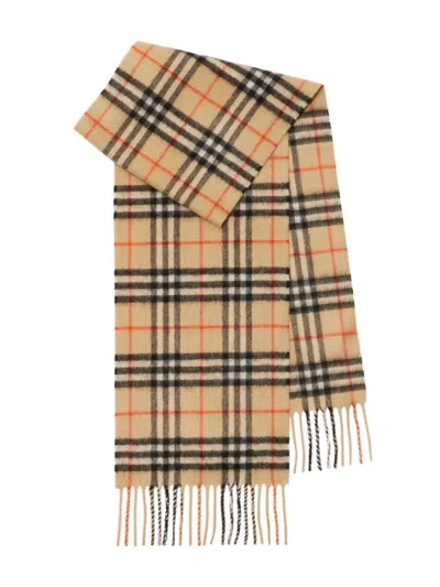 Burberry Kids' "vtg" Chk Cash Scarf In Brown