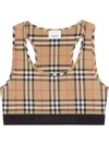 Burberry Sleeveless Check Crop Top In Archive Beige Ip Chk