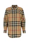 Burberry Embroidered Check Pattern Cotton Shirt In Multi
