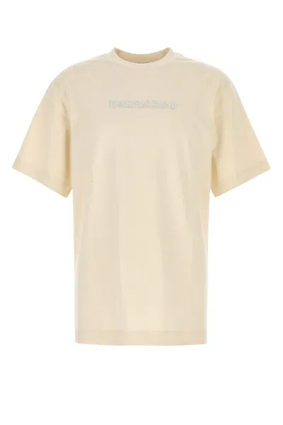 Burberry Crew Neck Cotton T-shirt Monochrome Pattern In Beige O Tan