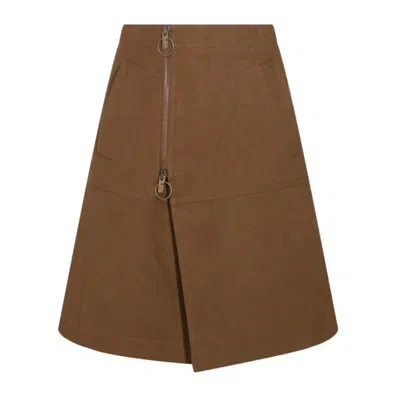 Burberry Cotton Midi Skirt In Brown