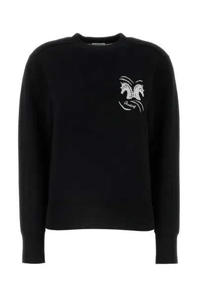 BURBERRY BURBERRY BLACK STRETCH WOOL BLEND SWEATER