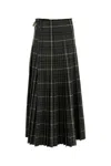 Burberry Check Wool Blend Pleated Long Skirt
