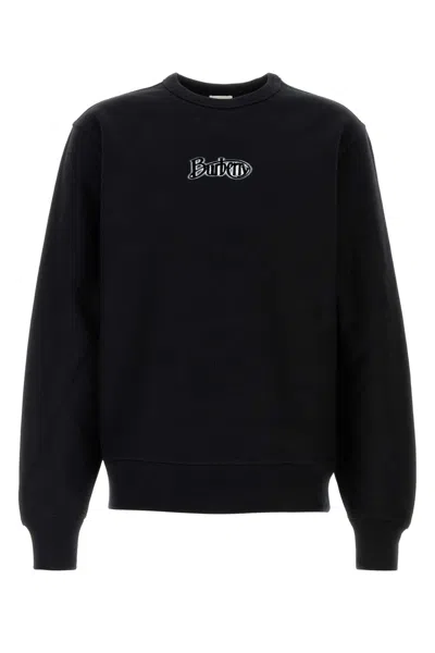 Burberry Logo-embroidered Cotton Blend Sweatshirt In Black