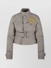 Burberry Beige Jacket In Cotton Canvas With B Shield Emblem