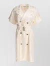 Burberry Waist Belted Short Sleeves Epaulettes Lapels
