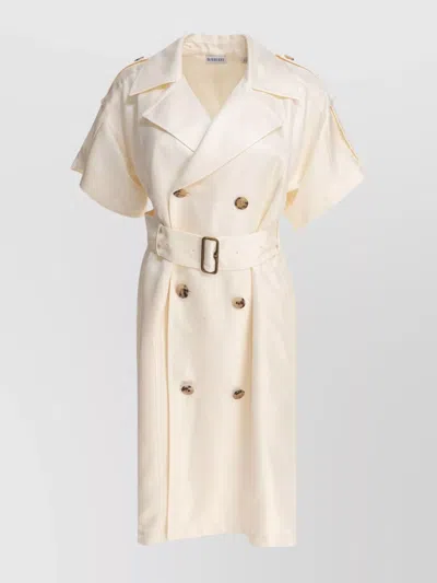 Burberry Waist Belted Short Sleeves Epaulettes Lapels In Beige