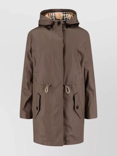 BURBERRY WAIST DRAWSTRING HOODED LONG LENGTH