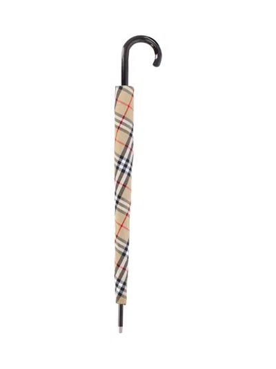 Burberry Walking Umbrella "check" In Brown