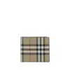 Burberry Beige Bifold Wallet With Check Motif In Techno Fabric