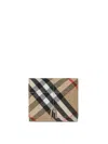 Burberry Woman Embroidered Canvas Card Holder In Beige